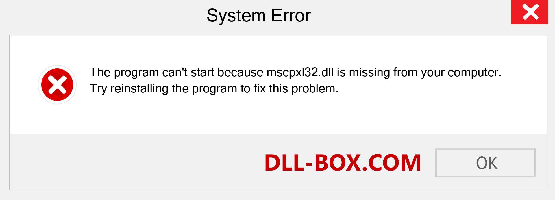  mscpxl32.dll file is missing?. Download for Windows 7, 8, 10 - Fix  mscpxl32 dll Missing Error on Windows, photos, images