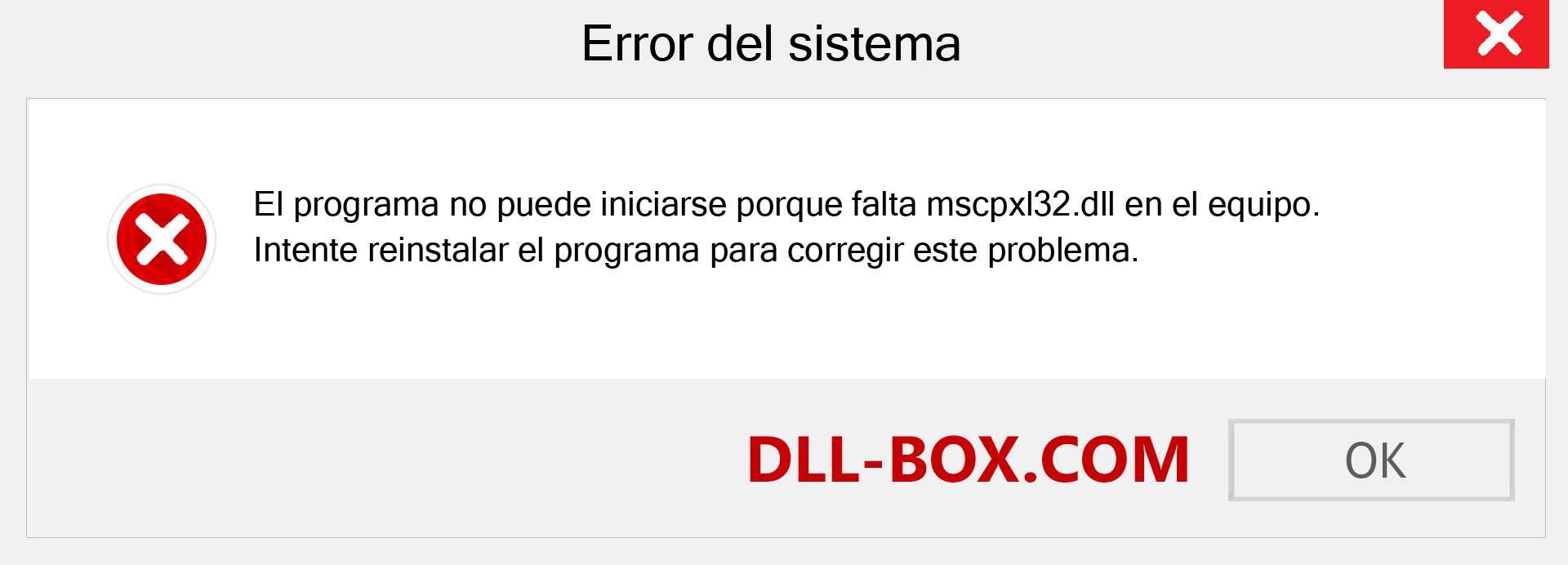 ¿Falta el archivo mscpxl32.dll ?. Descargar para Windows 7, 8, 10 - Corregir mscpxl32 dll Missing Error en Windows, fotos, imágenes